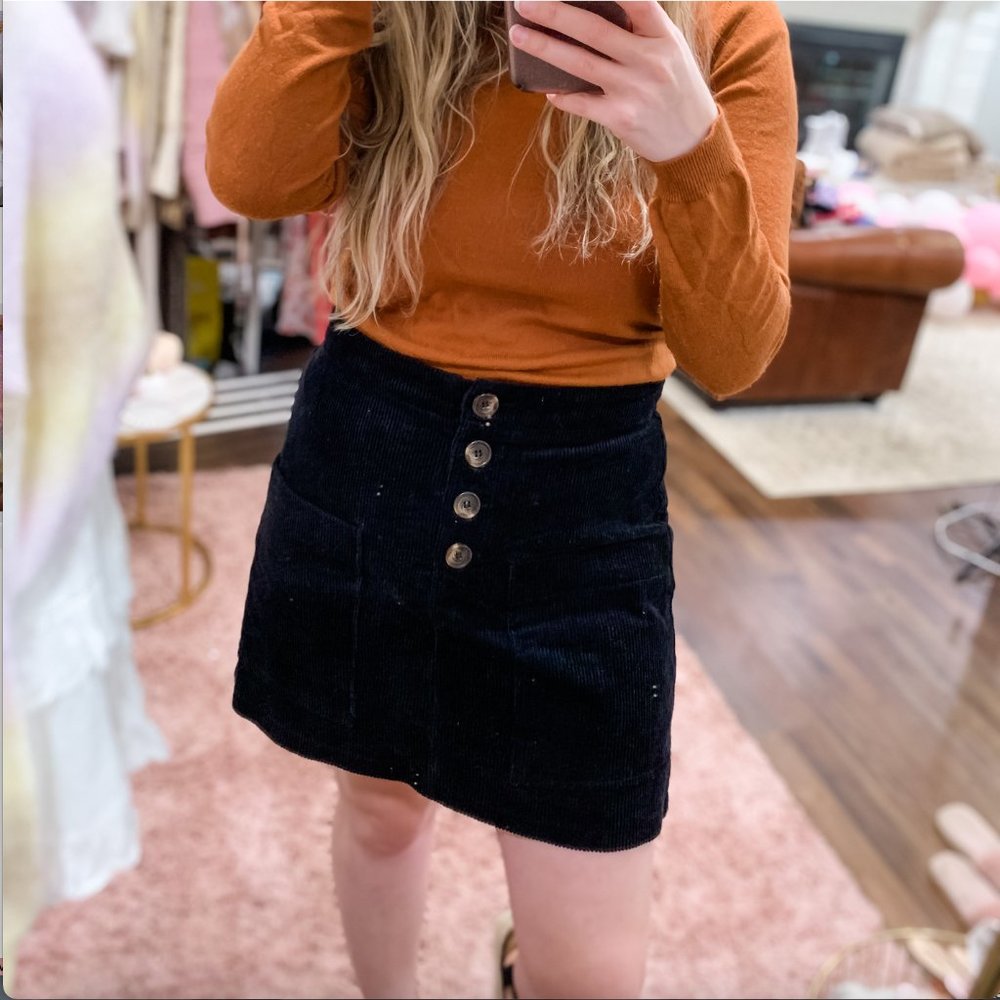 Pink Lily Cord Mini Skirt